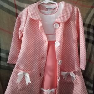 Bonnie Jean Coral and White Dress With Matching Jacket